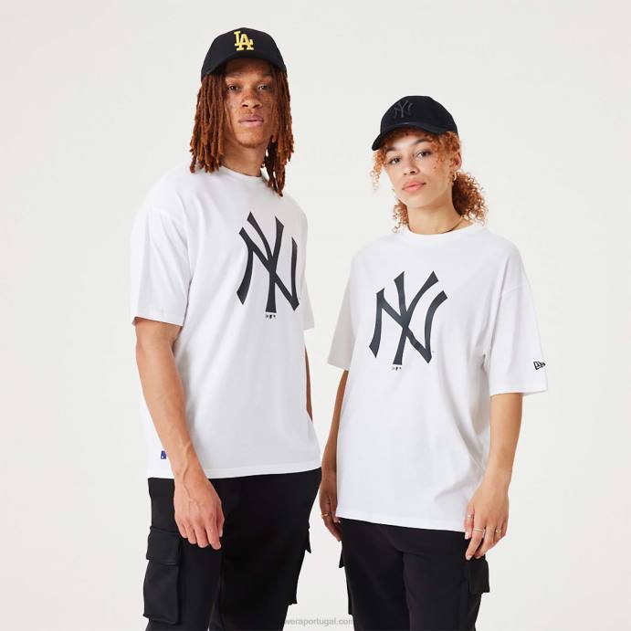 FFTN3082 New Era t-shirt oversized branca essencial New York Yankees MLB League