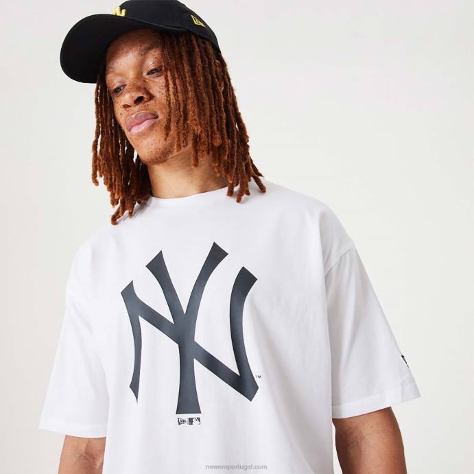 FFTN3082 New Era t-shirt oversized branca essencial New York Yankees MLB League