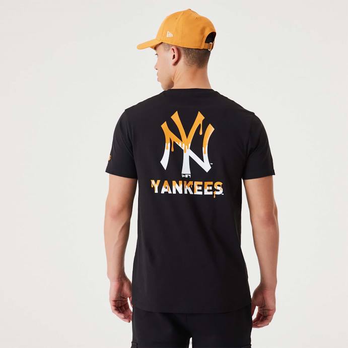 FFTN3083 New Era New York Yankees MLB Drip Logo T-shirt preta