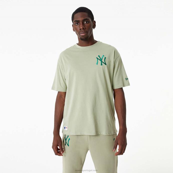 FFTN3084 New Era camiseta cáqui lavada com logo bordado new york yankees mlb