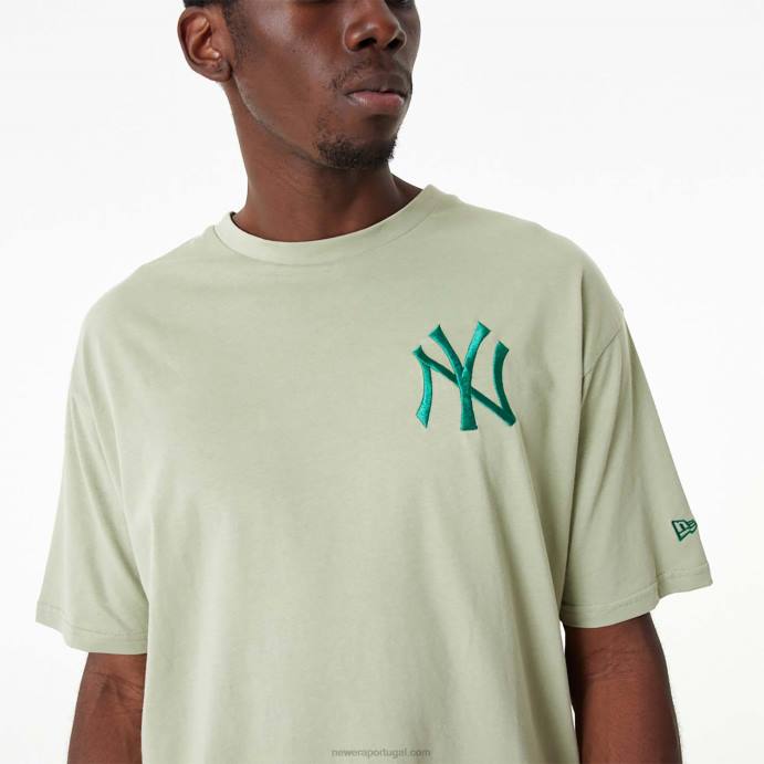 FFTN3084 New Era camiseta cáqui lavada com logo bordado new york yankees mlb