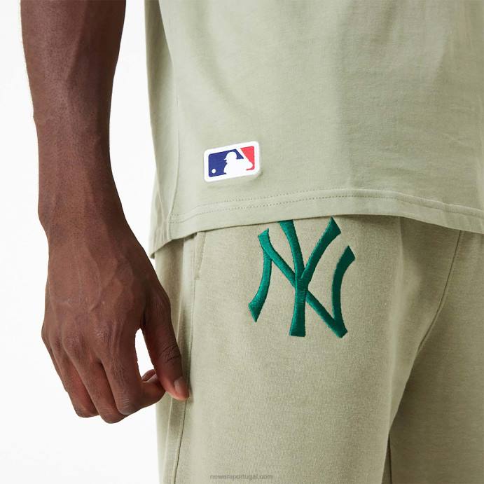 FFTN3084 New Era camiseta cáqui lavada com logo bordado new york yankees mlb