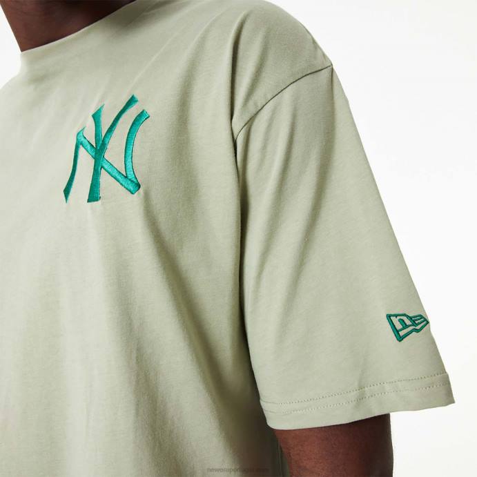 FFTN3084 New Era camiseta cáqui lavada com logo bordado new york yankees mlb