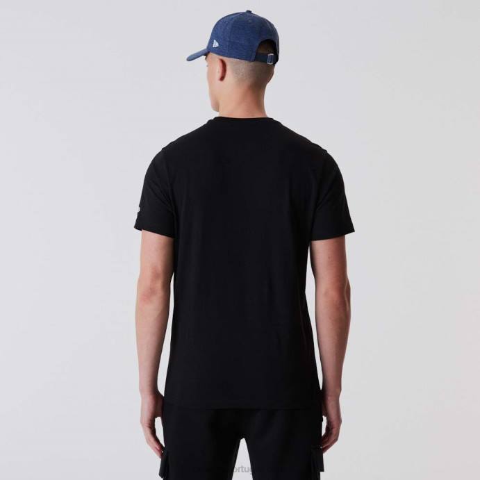 FFTN3085 New Era camiseta preta com script dos ianques de nova york