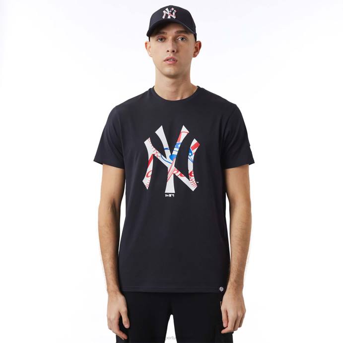 FFTN3089 New Era camiseta azul marinho com logo duplo new york yankees