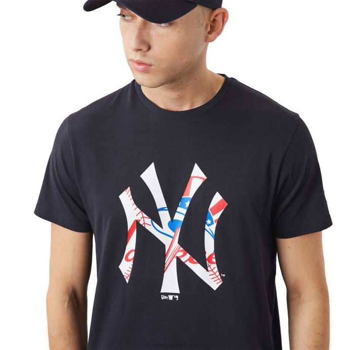 FFTN3089 New Era camiseta azul marinho com logo duplo new york yankees