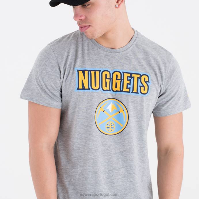 FFTN3094 New Era denver nuggets camiseta cinza com logo do time da nba