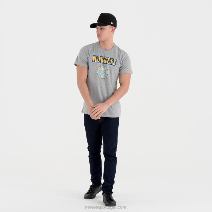 FFTN3094 New Era denver nuggets camiseta cinza com logo do time da nba