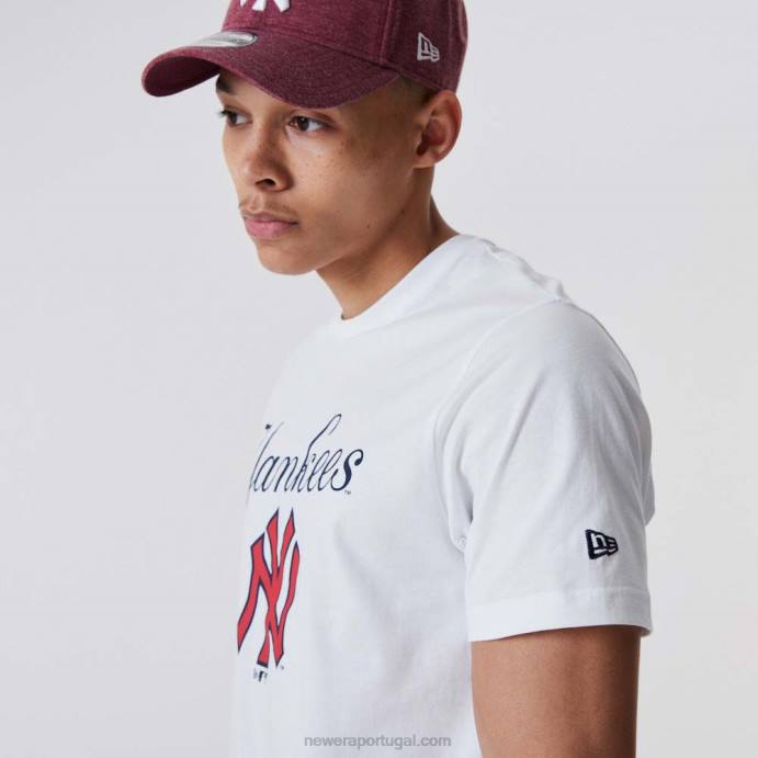 FFTN3099 New Era t-shirt branca com roteiro do new york yankees