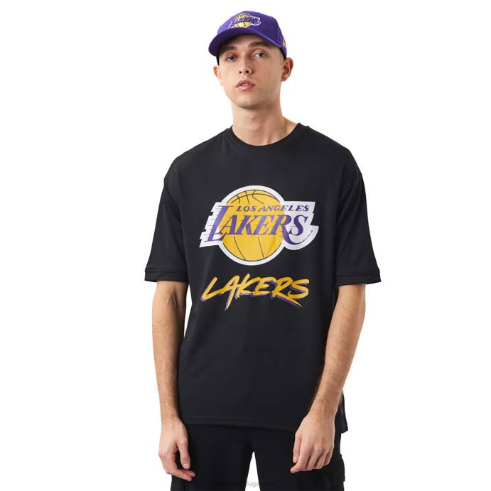 FFTN3100 New Era camiseta preta la lakers nba script