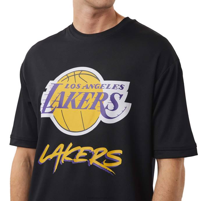 FFTN3100 New Era camiseta preta la lakers nba script