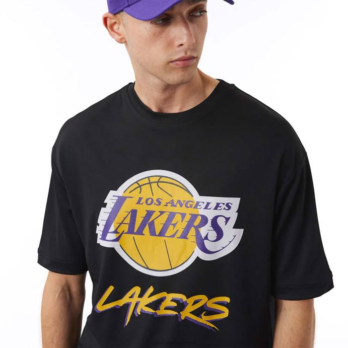 FFTN3100 New Era camiseta preta la lakers nba script