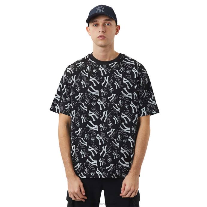 FFTN3101 New Era camiseta oversized preta com estampa de logo new york yankees
