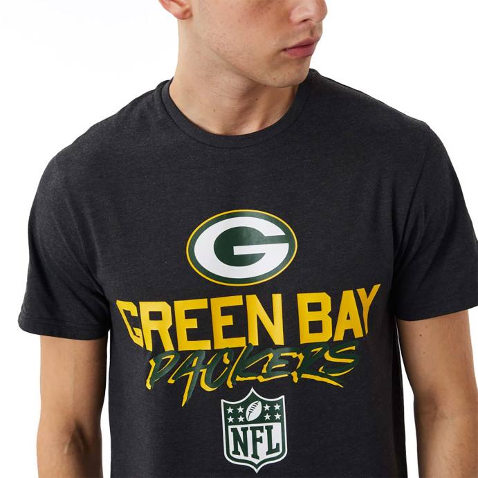 FFTN3103 New Era Green Bay Packers nfl script t-shirt cinza escuro