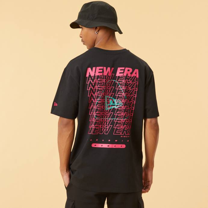 FFTN3104 New Era camiseta oversized preta gráfica