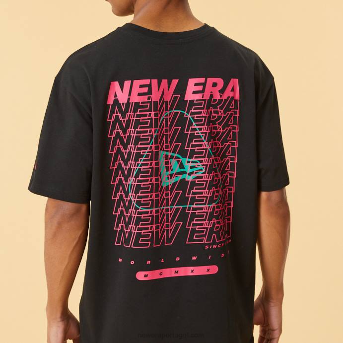 FFTN3104 New Era camiseta oversized preta gráfica