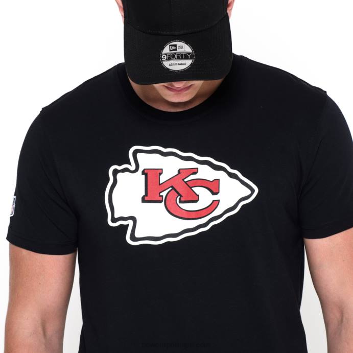 FFTN3106 New Era camiseta preta com logo da equipe kansas city chiefs