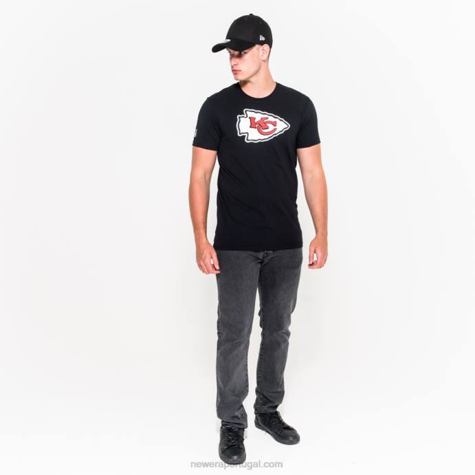 FFTN3106 New Era camiseta preta com logo da equipe kansas city chiefs