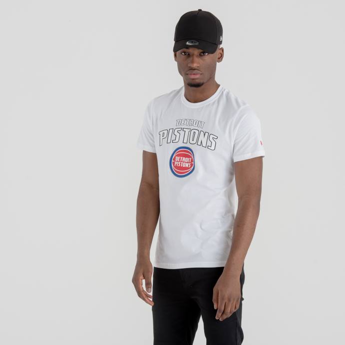 FFTN3107 New Era camiseta branca com logo da equipe detroitpistons