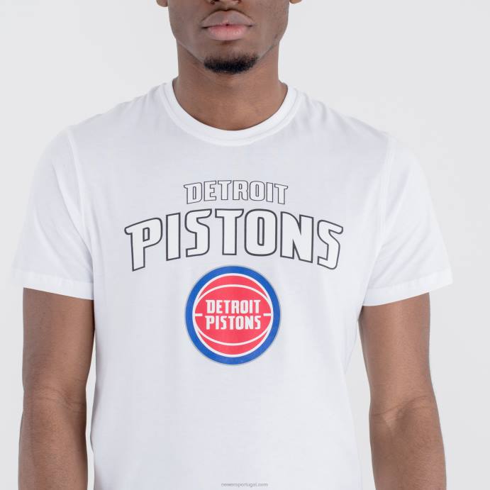 FFTN3107 New Era camiseta branca com logo da equipe detroitpistons