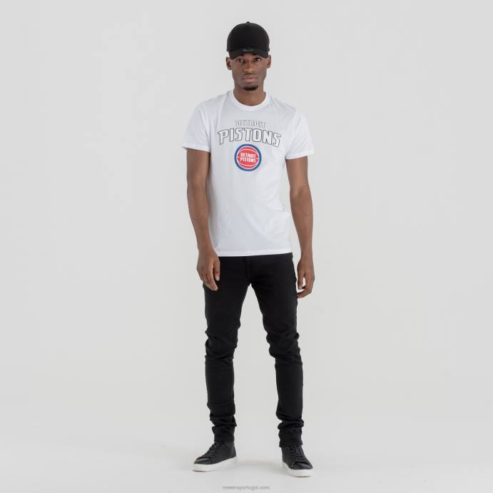 FFTN3107 New Era camiseta branca com logo da equipe detroitpistons