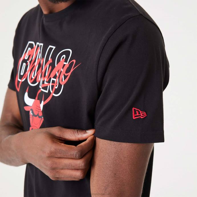 FFTN3109 New Era camiseta preta Chicago Bulls nba script