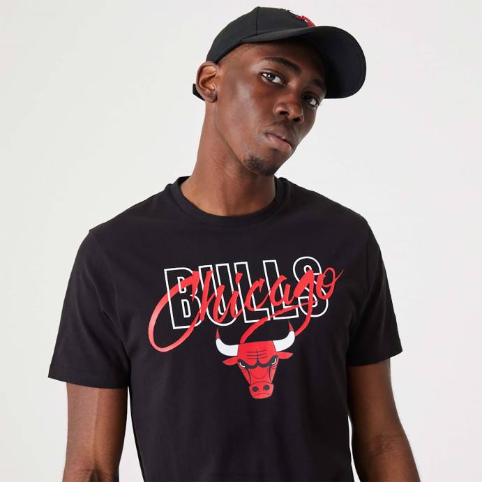 FFTN3109 New Era camiseta preta Chicago Bulls nba script