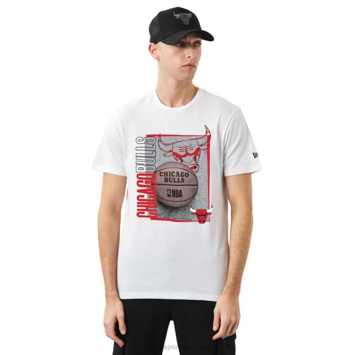 FFTN3116 New Era chicago bulls nba t-shirt branca com estampa hoop