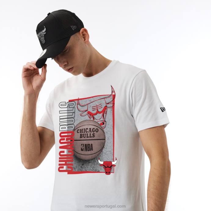 FFTN3116 New Era chicago bulls nba t-shirt branca com estampa hoop