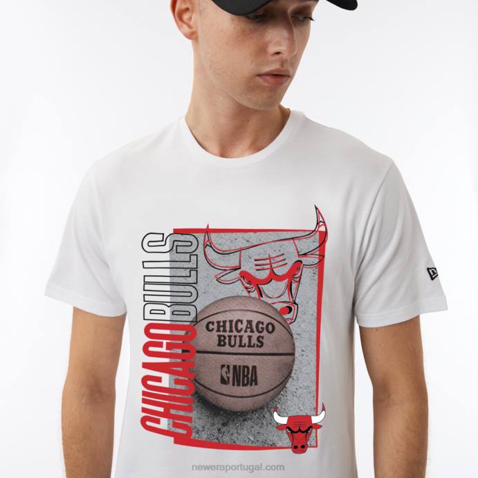 FFTN3116 New Era chicago bulls nba t-shirt branca com estampa hoop