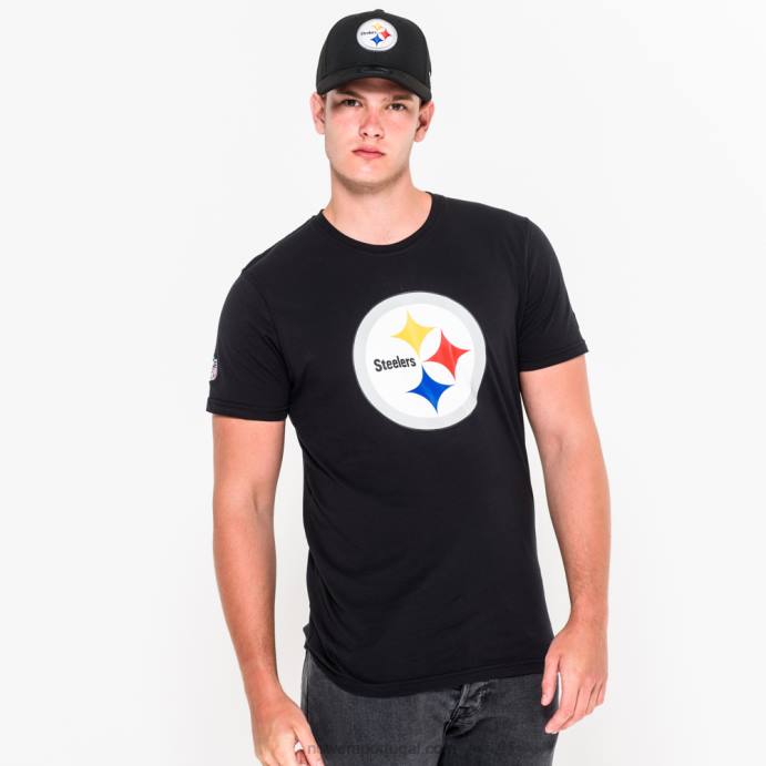 FFTN3118 New Era camiseta preta com logo da equipe pittsburgh steelers