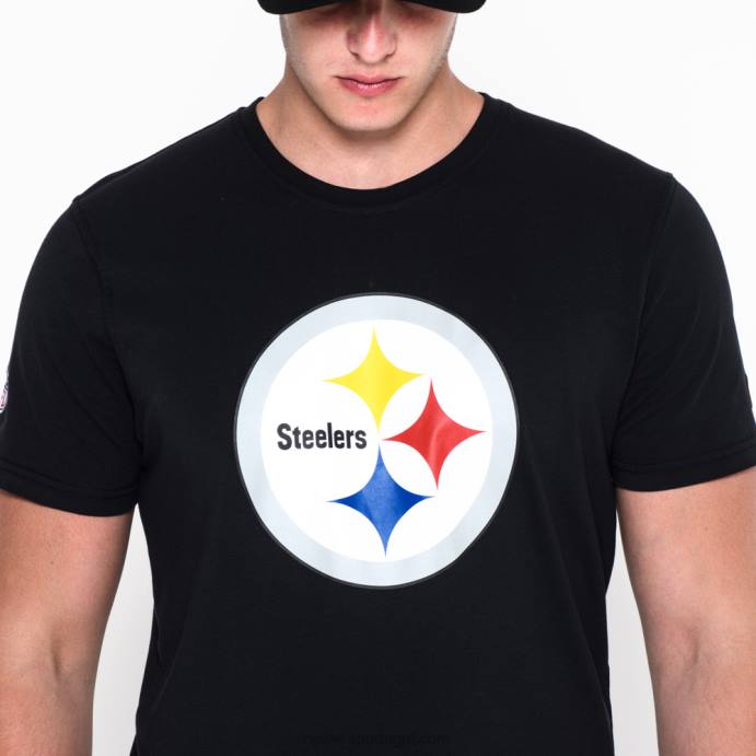 FFTN3118 New Era camiseta preta com logo da equipe pittsburgh steelers