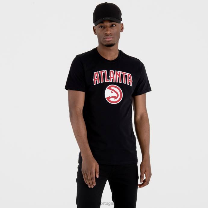 FFTN3119 New Era camiseta preta com logo do time atlanta hawks