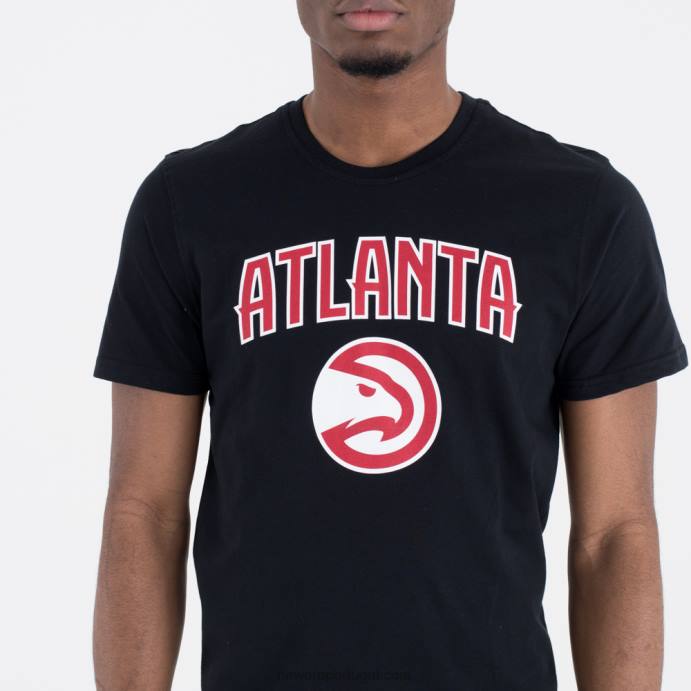 FFTN3119 New Era camiseta preta com logo do time atlanta hawks