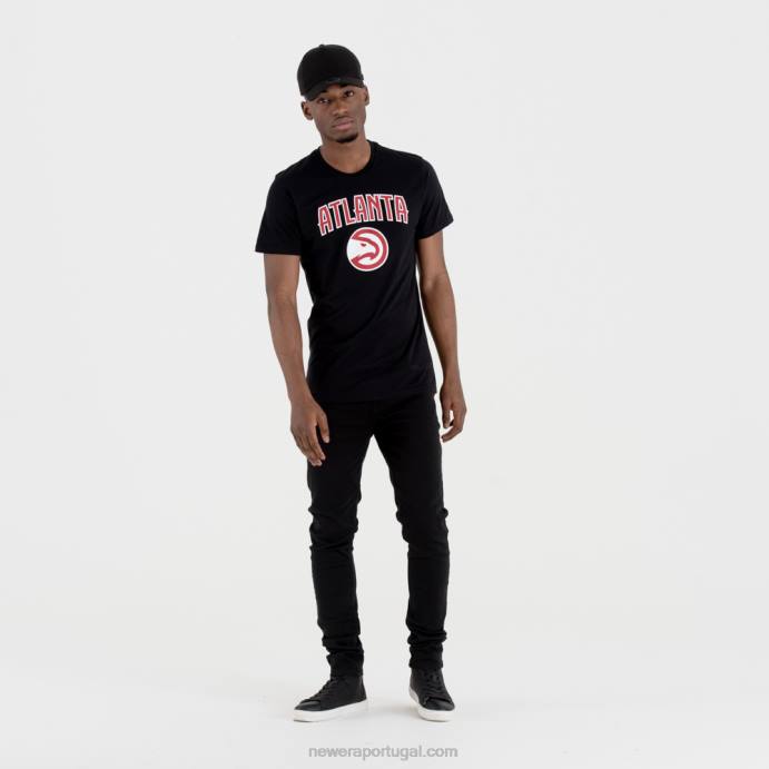 FFTN3119 New Era camiseta preta com logo do time atlanta hawks