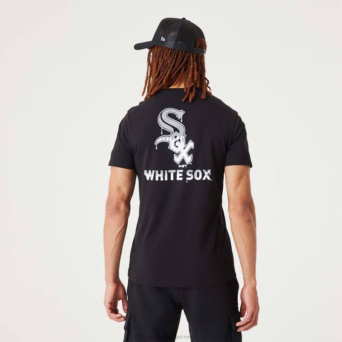 FFTN3122 New Era camiseta preta chicago white sox mlb drip logo