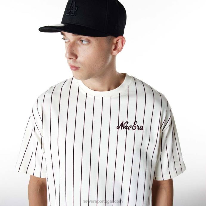 FFTN3123 New Era camiseta branca oversized risca de giz