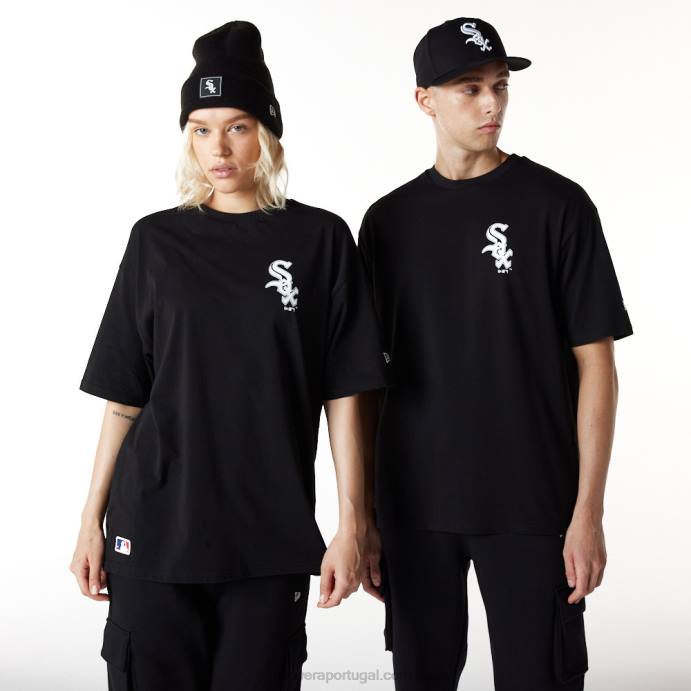 FFTN3126 New Era camiseta oversized preta chicago white sox league essencial
