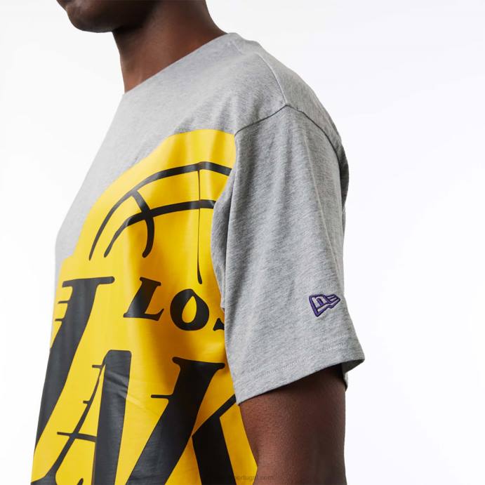 FFTN3128 New Era camiseta cinza la lakers nba side logo