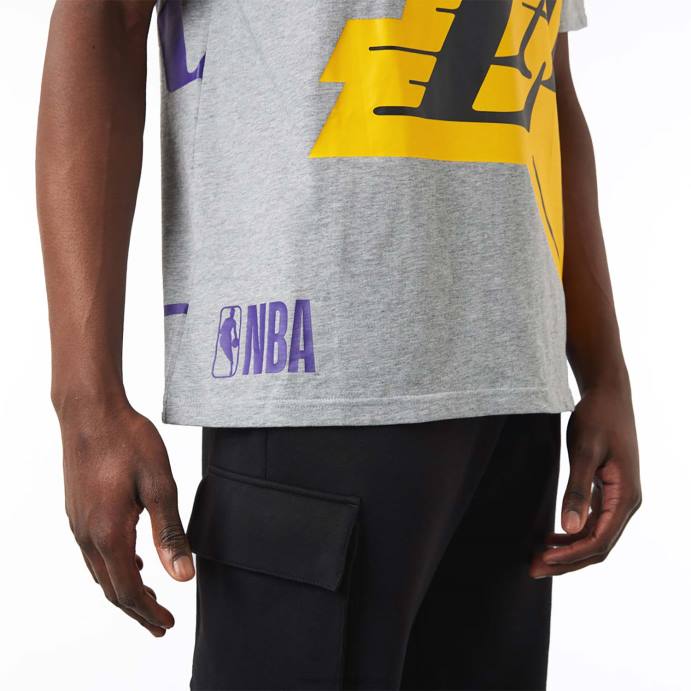 FFTN3128 New Era camiseta cinza la lakers nba side logo