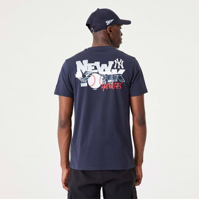 FFTN3129 New Era t-shirt New York Yankees mlb team logo gráfico marinho
