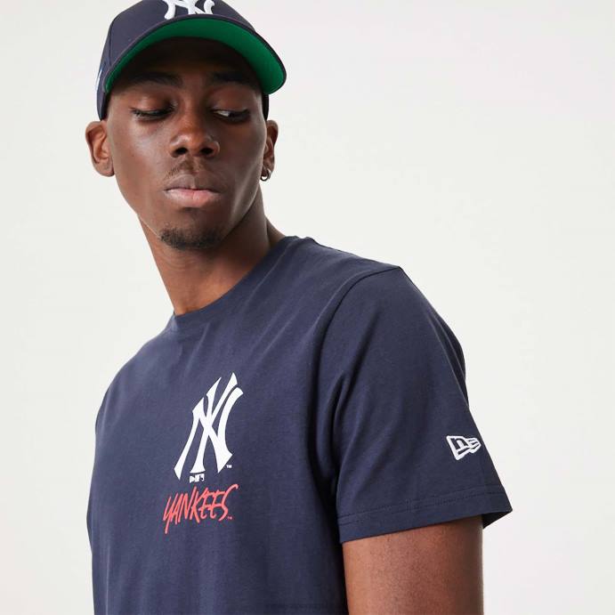 FFTN3129 New Era t-shirt New York Yankees mlb team logo gráfico marinho