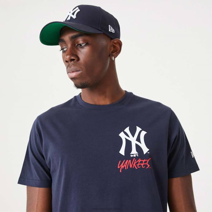 FFTN3129 New Era t-shirt New York Yankees mlb team logo gráfico marinho