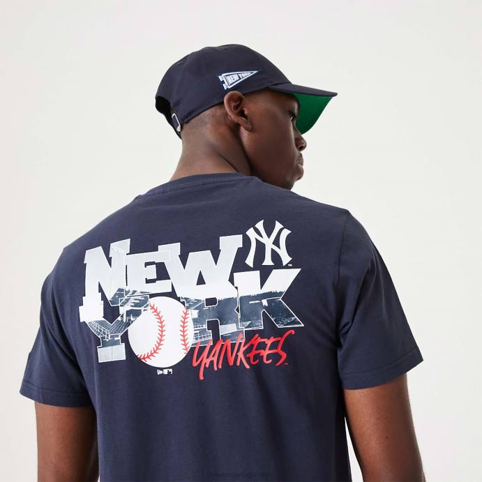 FFTN3129 New Era t-shirt New York Yankees mlb team logo gráfico marinho