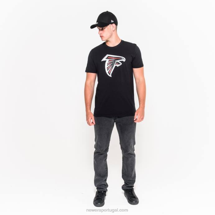 FFTN3131 New Era camiseta preta com logo do time atlanta falcons
