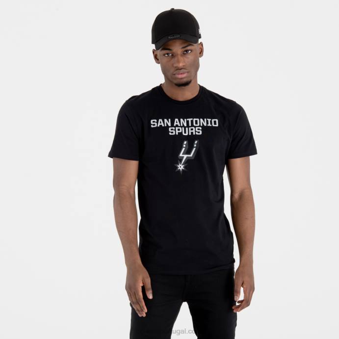 FFTN3132 New Era camiseta preta com logo do time san antonio spurs