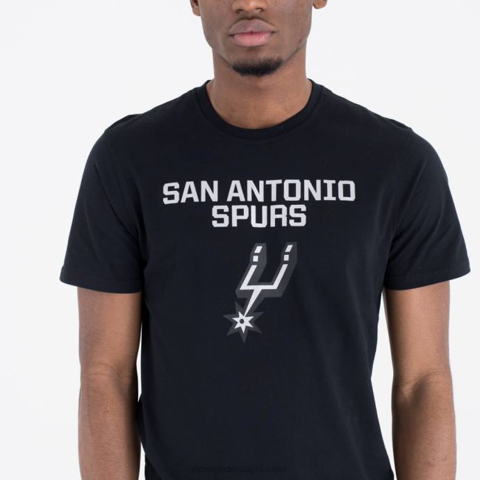 FFTN3132 New Era camiseta preta com logo do time san antonio spurs