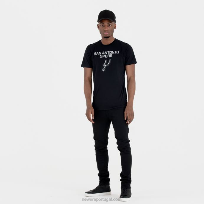 FFTN3132 New Era camiseta preta com logo do time san antonio spurs
