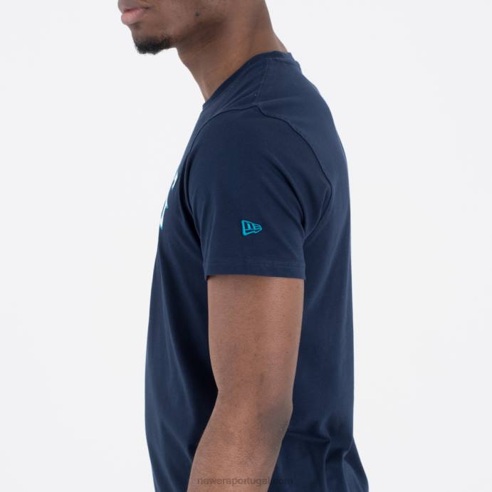 FFTN3133 New Era camiseta azul marinho com logo da equipe charlotte hornets