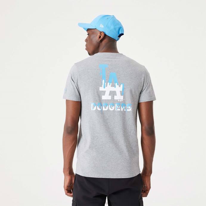 FFTN3136 New Era camiseta cinza média la dodgers mlb drip logo